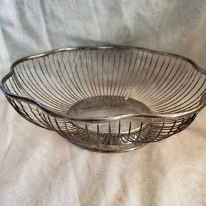Chrome Wire Basket, Centerpiece Decor, Catch All, Bread Basket, Floral Design
