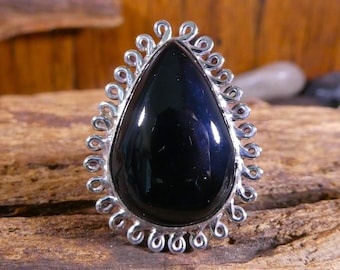 Sterling Silver Black Onyx Ring Size 7.25 - Black Onyx Ring, Onyx Ring, Onyx Jewelry, Onyx Sterling Ring, Black Onyx, Gift Ideas, Rings