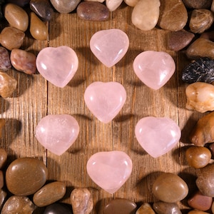 Small Rose Quartz Puffy Hearts - Rose Quartz Heart, Puffy Heart, Pink Heart, Stone Hearts, Pink Quartz Heart, Rose Quartz, Heart Chakra