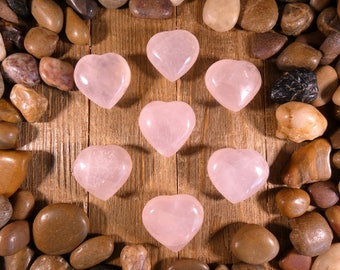 Small Rose Quartz Puffy Hearts - Rose Quartz Heart, Puffy Heart, Pink Heart, Stone Hearts, Pink Quartz Heart, Rose Quartz, Heart Chakra