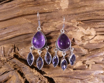 Sterling Silver Amethyst Earrings - Amethyst Earrings, Amethyst, Amethyst Jewelry, Dangling Earrings, Sexy Earrings, Flirty Earrings