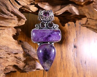 Amethyst Sterling Silver Pendant - Amethyst Pendant, Amethyst, Amethyst Jewelry, Statement Pendant, Amethyst, February Birthstone, Pendants