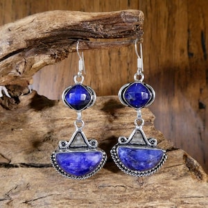 Sterling Silver Sapphire Earrings - Sapphire Earrings, September Birthstone, September Stone, September Birthday, Long Earrings, Sapphire