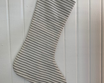 Christmas stocking black and white ticking