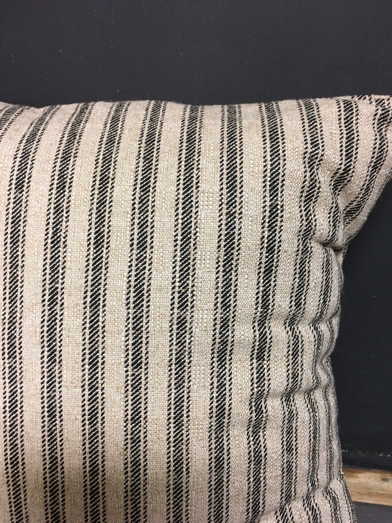 Farmhouse ticking pillow cover image 4