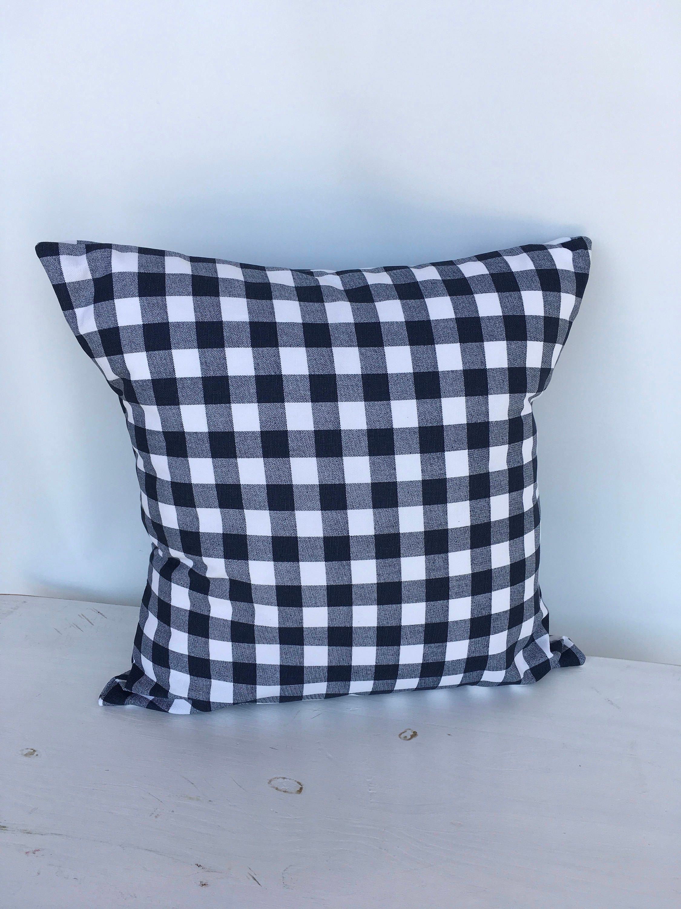 Navy blue plaid farmhouse decor pillow cover | Etsy Navy blue plaid farmhouse decor pillow cover Etsy