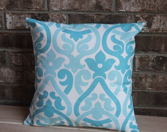 Coastal Blue Scroll print pillow cover