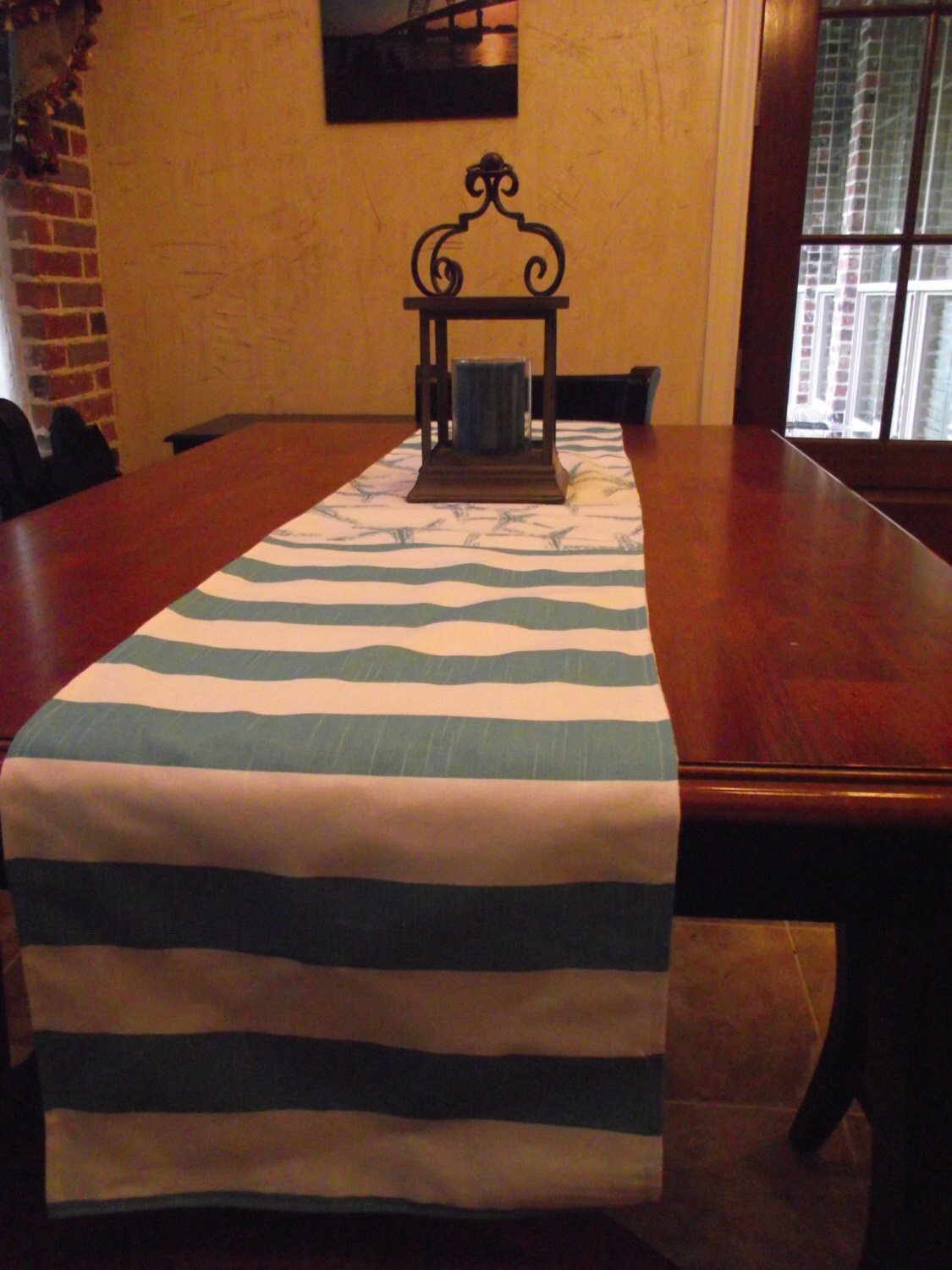 Nautical Table Runner Starfish Beach Stripe Etsy