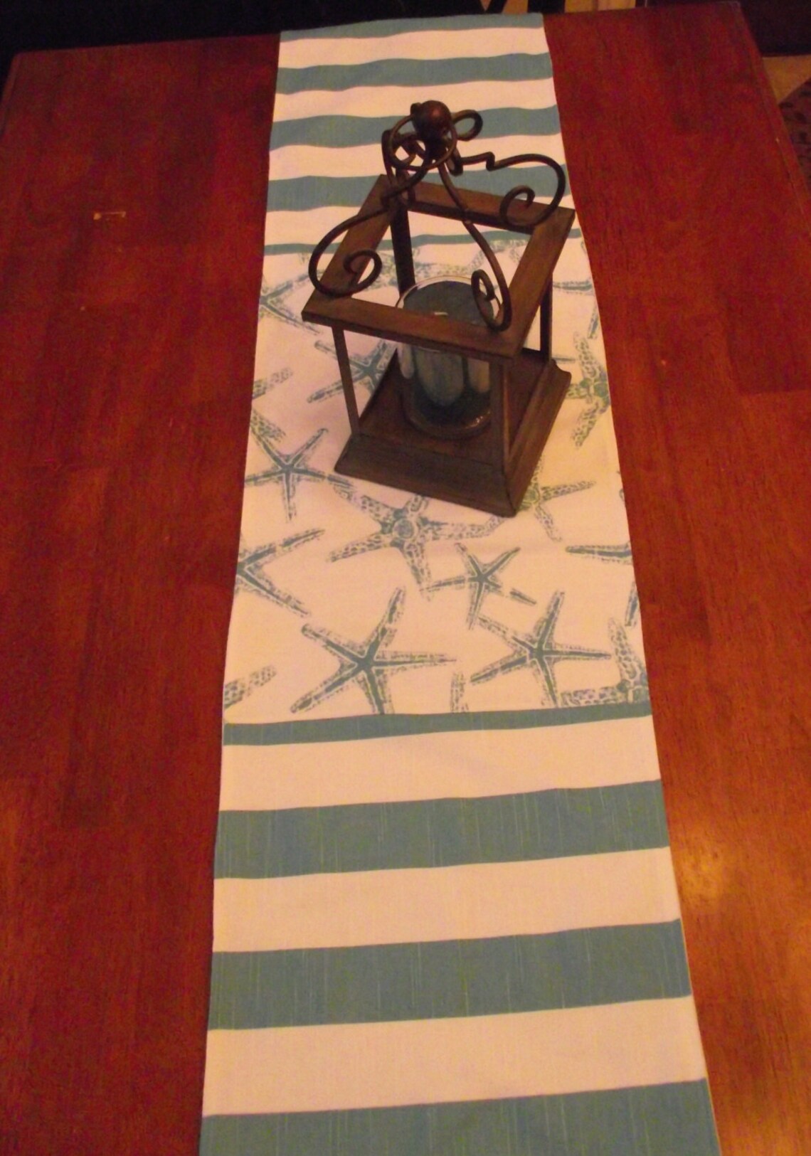 Nautical Table Runner Starfish Beach Stripe Etsy