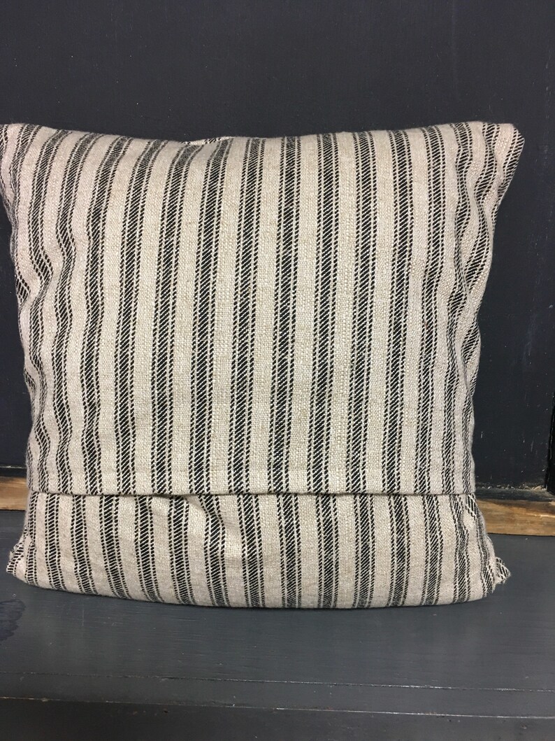 Farmhouse ticking pillow cover image 3