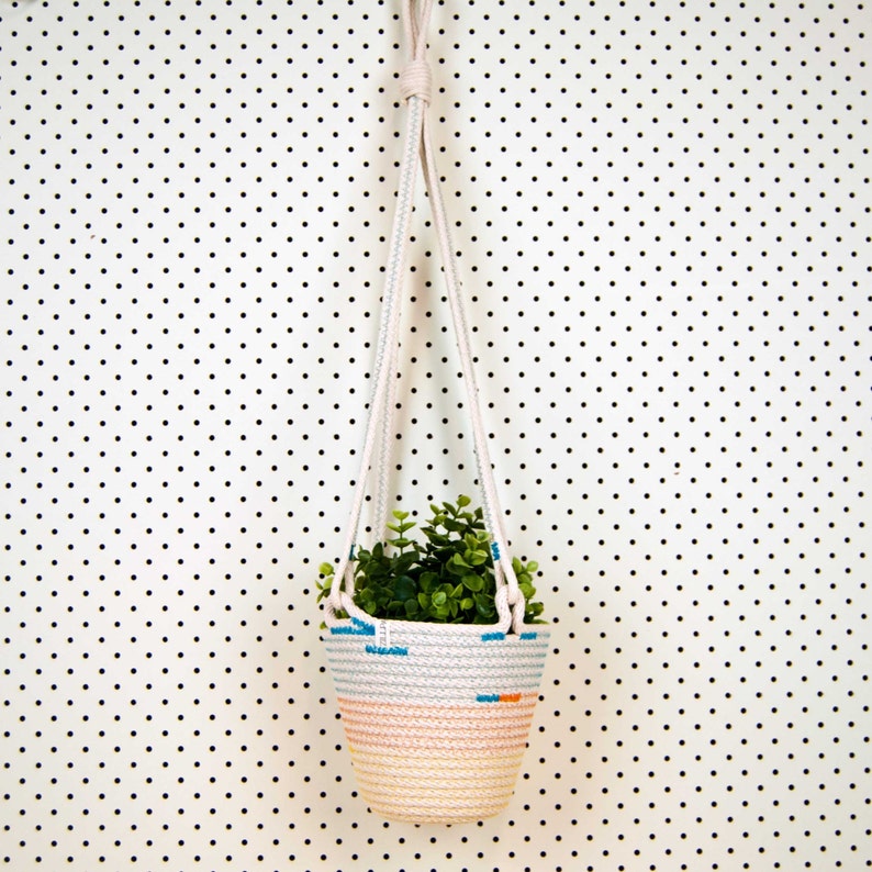 Hanging Plant Basket // Cotton Rope // Custom Colour // Etsy