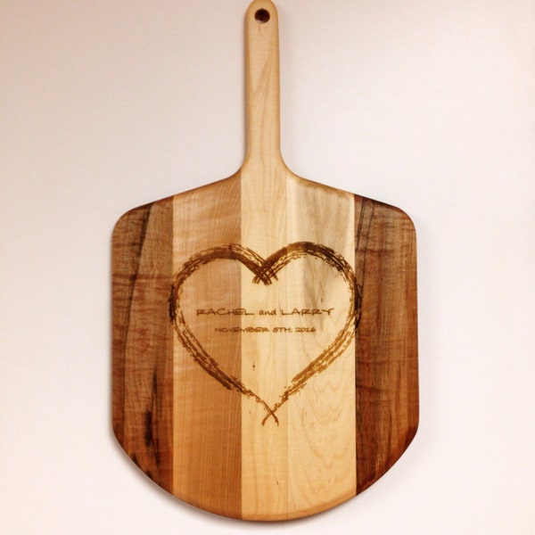 Unique gift for weddings and anniversaries! 14x16x24 Solid Cherry or Maple Gourmet Peel. Say what's in your heart with your design or ours!