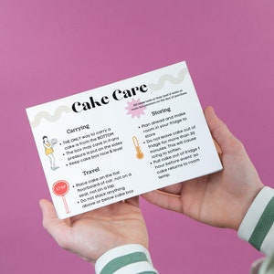 Carte d'instructions de gâteau mignonne - pour les boulangeries ou les boulangers à domicile ou les décorateurs de gâteaux