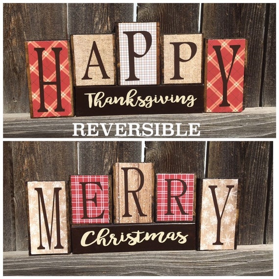 merry christmas wooden blocks