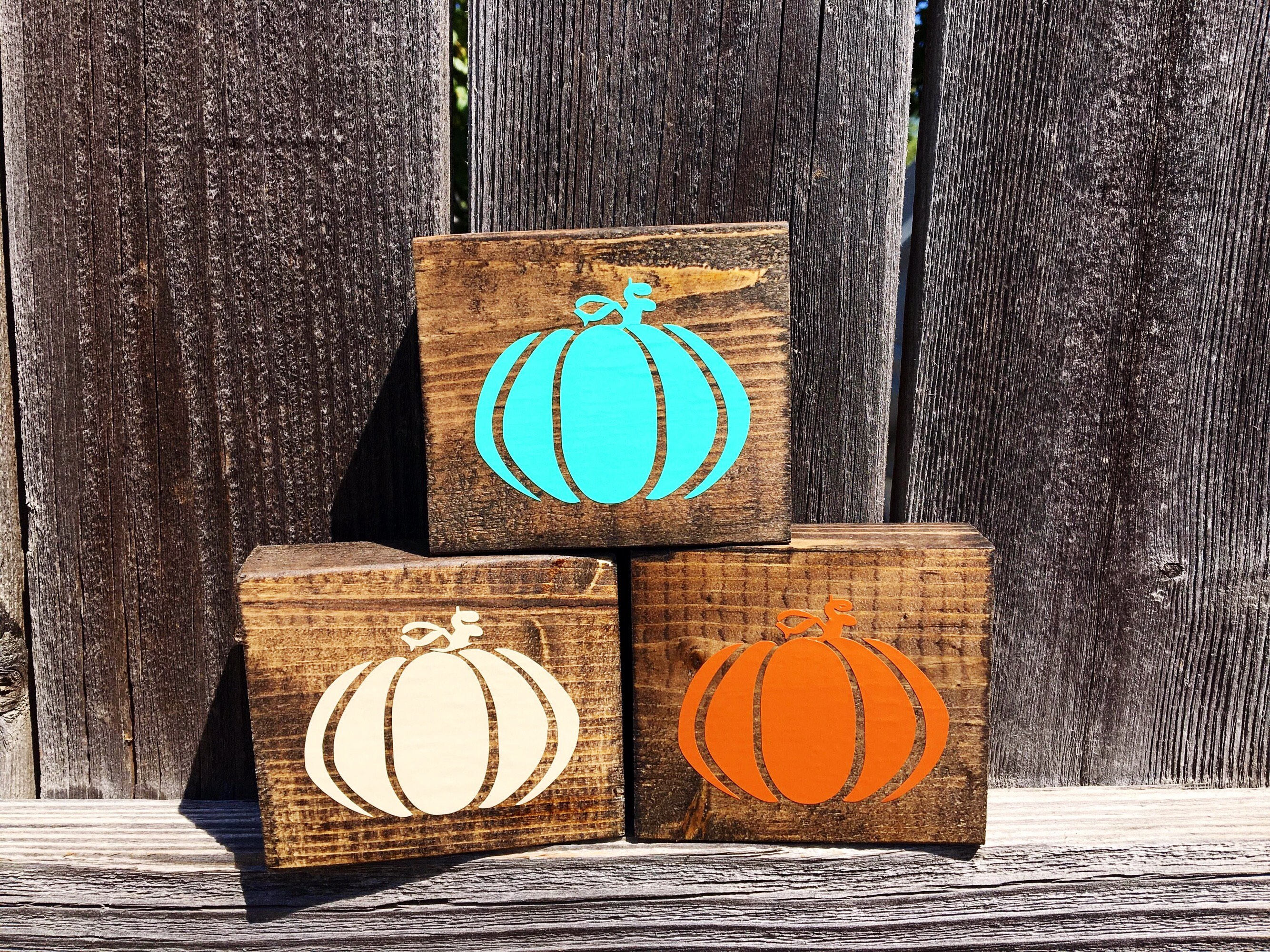 Pumpkin wood blocks Fall wood blocks Fall pumpkins Autumn Etsy