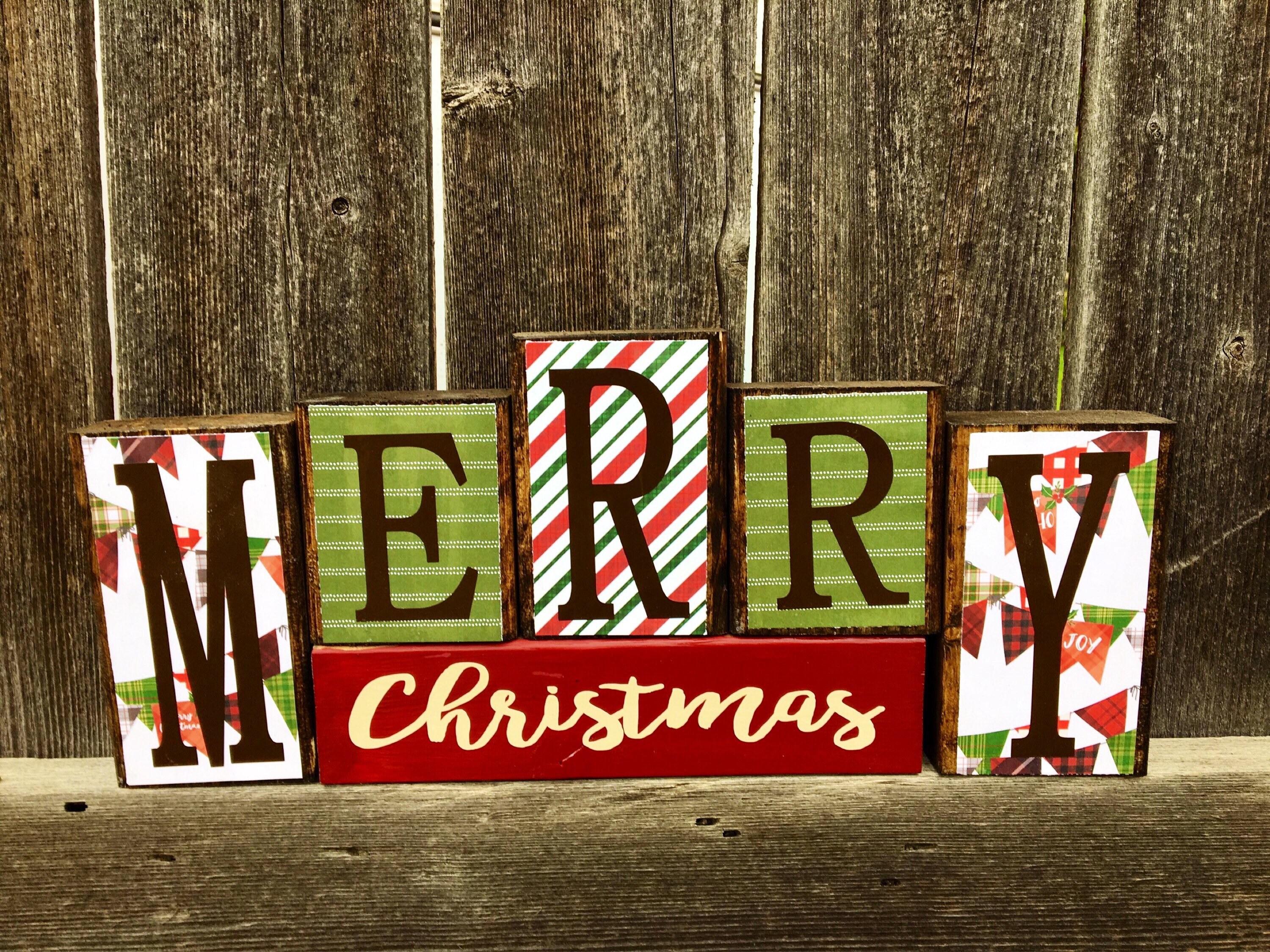 merry christmas wooden blocks