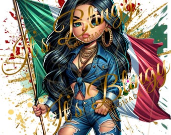 Stampa artistica La Mexicana: donna messicana con bandiera