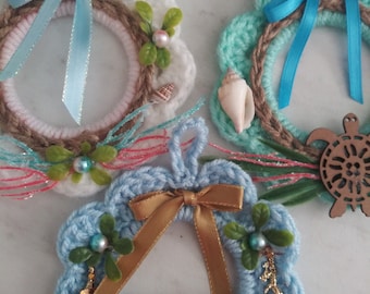 Beach Themed Wreath Ornaments: Seashells, Turtle & Whale