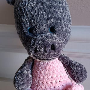 Grey Baby Plush Hippo, baby shower gift, gift for child