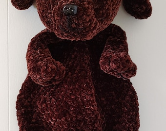 Handmade soft plush Cocoa Brown puppy snuggler