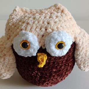 Handmade crochet plush owl, stuffed owl toy,