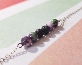 Purple Green White Diffuser Chain Bracelet