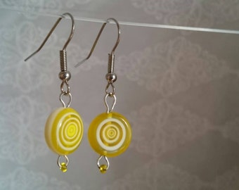 Lemon Yellow Glass Bead Earrings