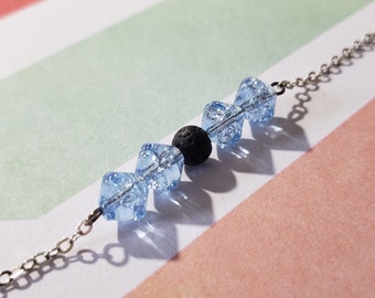 Light Blue Crackle Crystal Diffuser Chain Bracelet