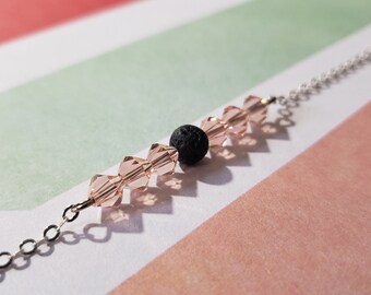 Pink Bi-cone Crystal Diffuser Chain Bracelet