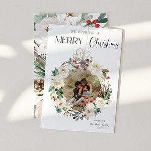 Boho Christmas Card Custom Photo, Minimalist Photo Christmas Card Template, Modern Christmas Photo Card, Photo Christmas Card, Holiday Card