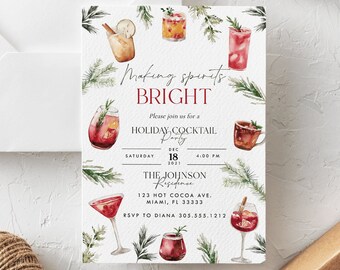 Christmas Party Invitation Christmas Dinner Invitation Digital Christmas Cocktail Party  Invite Christmas Birthday Party Invitation Template