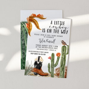 Cowboy Baby Shower Invitation, Western Baby Shower Invites, Rodeo Baby Shower Invites, Wild West Baby Shower Invitation Template, Editable