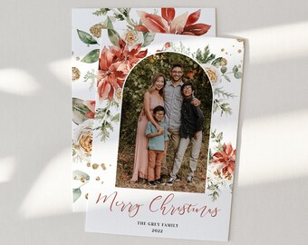 Plantilla de tarjeta de Navidad con foto Foto familiar moderna Tarjeta de Navidad Tarjeta navideña Foto Tarjeta fotográfica de Navidad minimalista Descarga imprimible