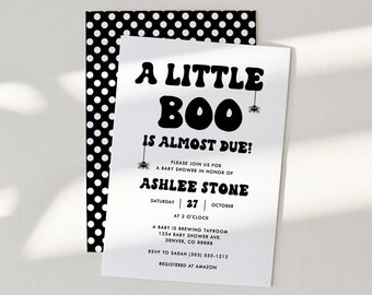 Cute Halloween Baby Shower Invitation, A little Boo Baby Shower Invitation, Halloween Baby Shower, A litte boo is almost due invitation