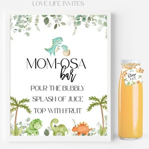 Baby Shower Mimosa Bar Sign, Mom-osa Bar Sign, Dinosaur Baby Shower Sign, Dino Baby Shower Decor, Mimosa Bar Sign Printable Instant Download