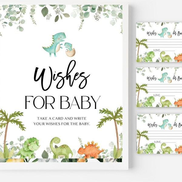 Dinosaur Baby Shower Game, Wishes for Baby Sign, Dino Baby Shower Sign, Advice and Wishes, Dinosaur Baby Shower Decor, Baby Shower Activity