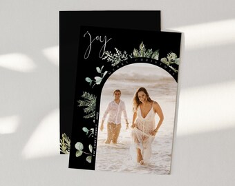 Plantilla de tarjeta de Navidad con foto Tarjeta de Navidad con foto personalizada Tarjeta navideña Tarjetas de Navidad editables con foto Descarga de tarjeta de Navidad imprimible