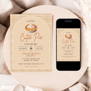 Cutie Pie Baby Shower Invitation Cutie Pie Baby Shower Invites Fall Baby Shower Invite Autumn Baby Shower Digital Editable Template