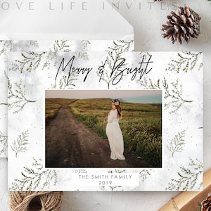 Elegant Christmas Photo Holiday Card Template, Minimalist Photo Holiday Card, Family Happy Holiday Card, Merry Christmas Card Photo Card
