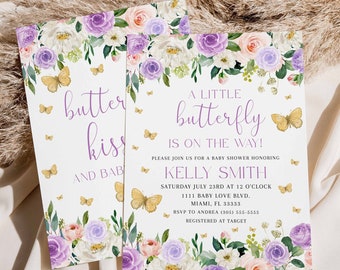 Butterfly Baby Shower Invitation, Purple Baby Shower Invitation Girl, Baby In Bloom Shower Invite, Butterfly Invitation, Baby Shower Invites