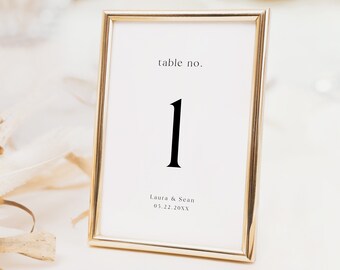 Wedding Table Numbers Printable, Table Numbers Template, Minimalist Table Numbers, Modern Table Number Cards, Instant Download, 5x7, 4x6