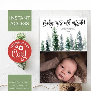 Editable Photo Christmas Card Template Arch Christmas Card Boho Holiday Card Minimalist Christmas Card Editable Printable Template Download