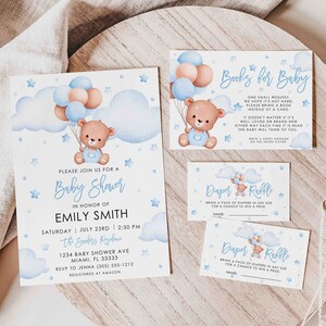 Baby Shower Bundle, Bear Baby Shower Invitation Bundle, Teddy Bear Baby Shower Bundle, Baby Shower Invite, Baby Shower Boy Editable Template