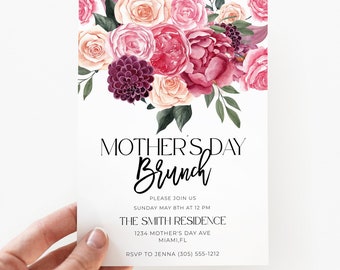 Invitación de brunch del día de la madre, invitación del día de la madre, invitación del día de la madre, folleto del día de la madre, tarjeta del día de la madre, imprimible, descargar