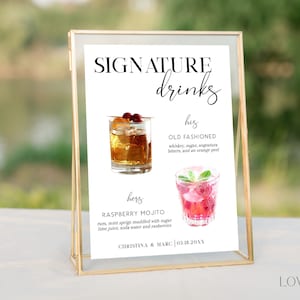 Signature Drink Sign, Signature Cocktail Sign, Wedding Drink Sign, Specialty Cocktail Sign, Wedding Cocktail, His And Hers Signature Drinks