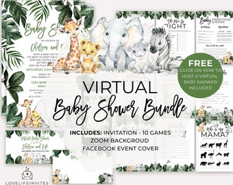 hyb41 Virtual Baby Shower Games Bundle,Baby Shower Games,Virtual Baby Shower,Woodland Baby Shower,Animal Baby Shower,Quarantine Baby Shower