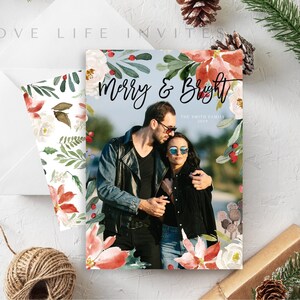 Elegant Christmas Photo Holiday Card Template, Minimalist Photo Holiday Card, Family Happy Holiday Card, Merry Christmas Card Photo Card
