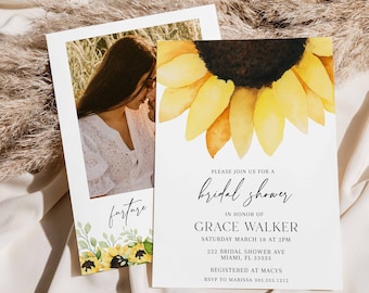 Sunflower Bridal Shower Invitation, Rustic Bridal Shower Invite, Sunflower Invitation, Floral Bridal Shower, Digital, Instant Download