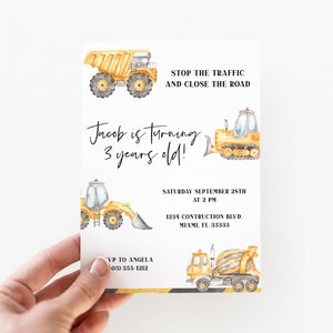 Construction Invitation, Construction Birthday Invitations, Dump Truck Party Invite,1st Birthday Printable template Digital Instant download
