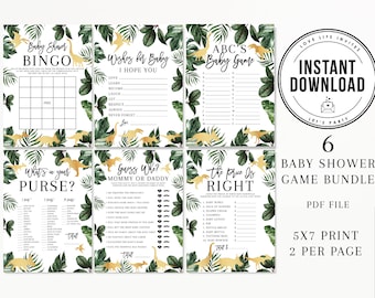 Dinosaur Baby Shower Games Printable, Gold Dinosaur, Baby Shower Bingo, Baby Shower Boy, Games Bundle, Shower Activity Instant Download
